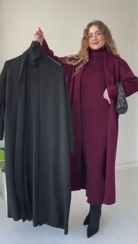 Winter Luxe – Modest 2pc Set with Shrug & Knitted Dress