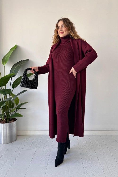 Winter Luxe – Modest 2pc Set with Shrug & Knitted Dress