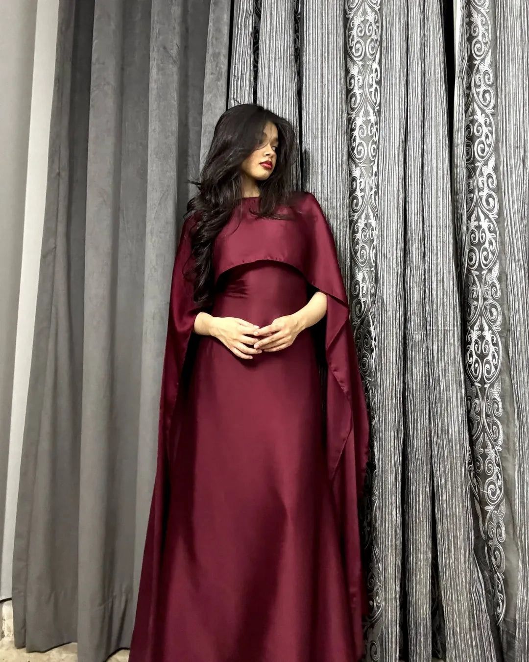 CRIMSON GRACE CAPE GOWN DRESS BY WEARKURTIS