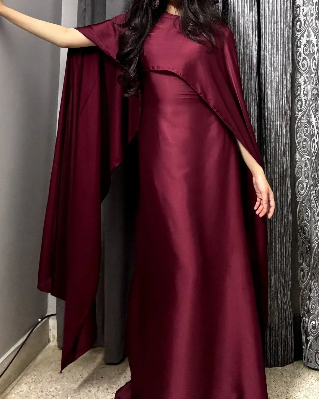 CRIMSON GRACE CAPE GOWN DRESS BY WEARKURTIS