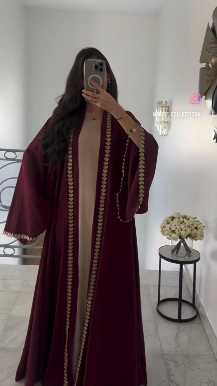 Luxury Maroon Abaya with Embroidery By Wearkurtis