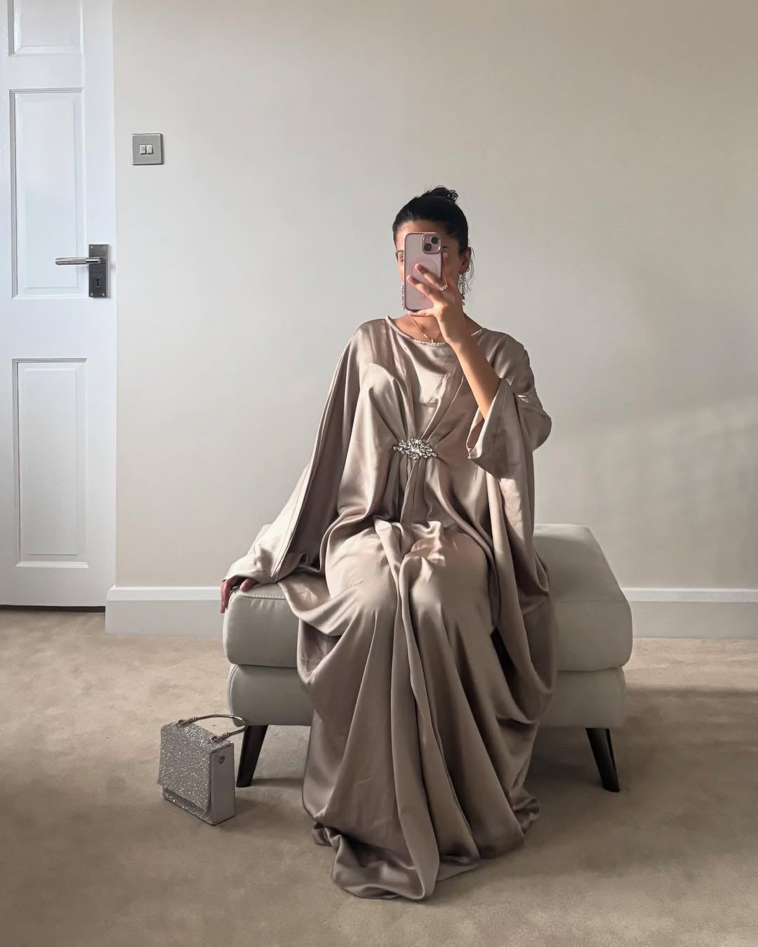 Emerald Silk Kaftan Gown