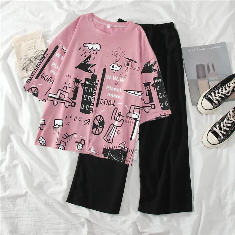 Printed Planet Summer Set Tee With Trouser