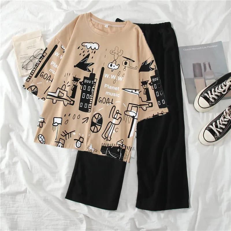 Printed Planet Summer Set Tee With Trouser