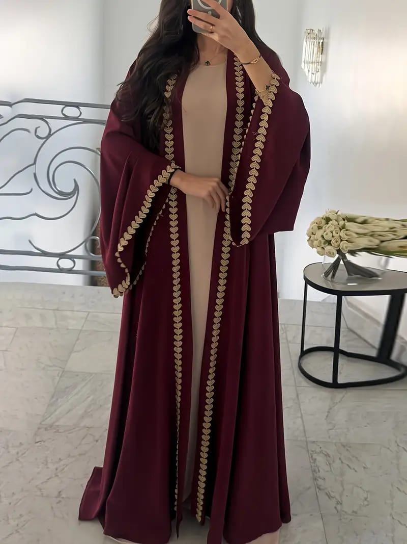 Luxury Maroon Abaya with Embroidery By Wearkurtis