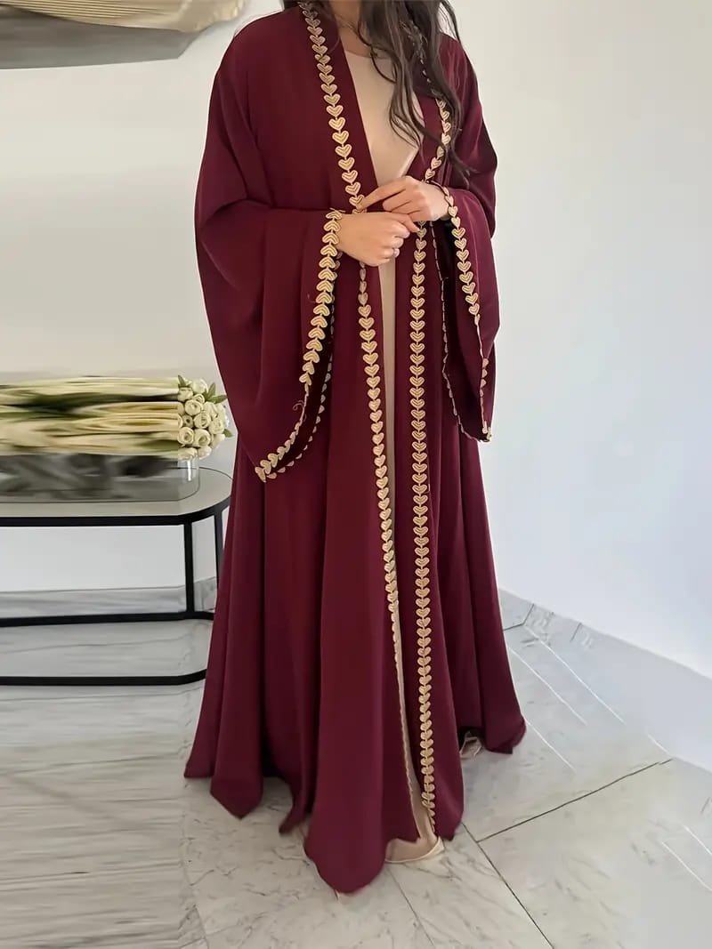 Luxury Maroon Abaya with Embroidery By Wearkurtis