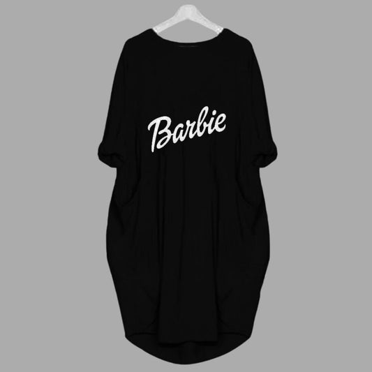 Black Barbie Printed Long Tee