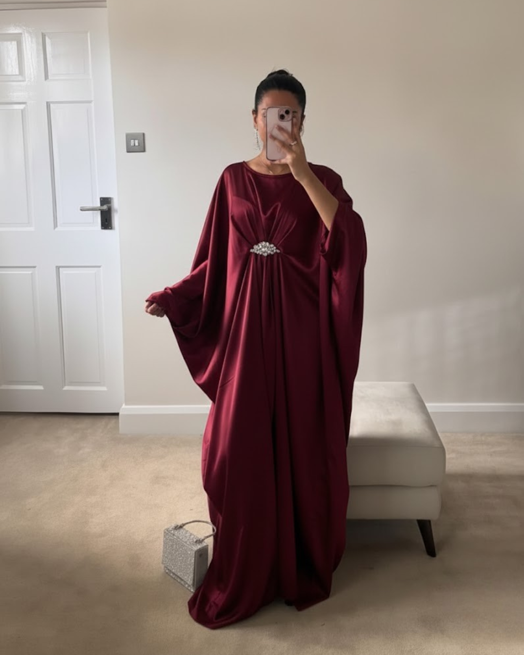Emerald Silk Kaftan Gown
