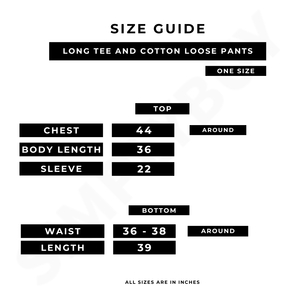 Vogue Printed Long Tee And Cotton Loose Pant - Black