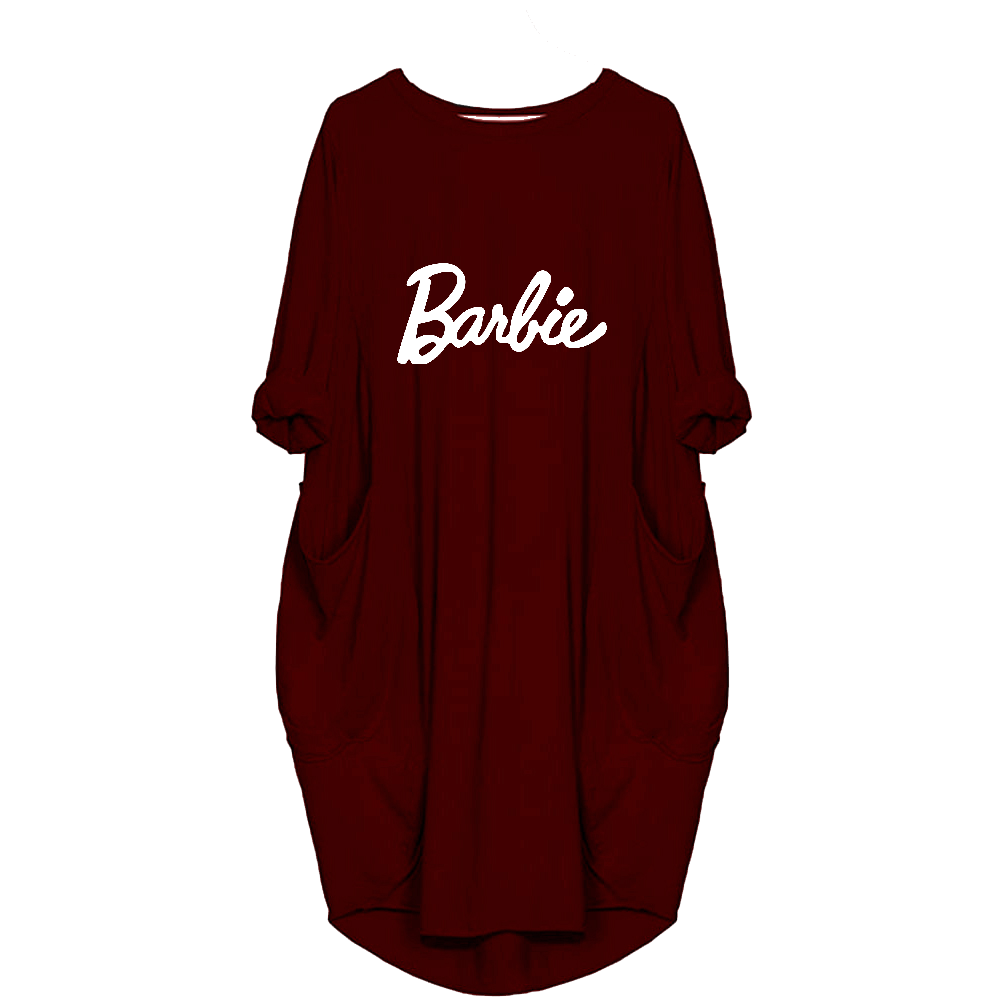 Maroon Barbie Printed Long Tee