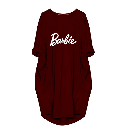 Maroon Barbie Printed Long Tee