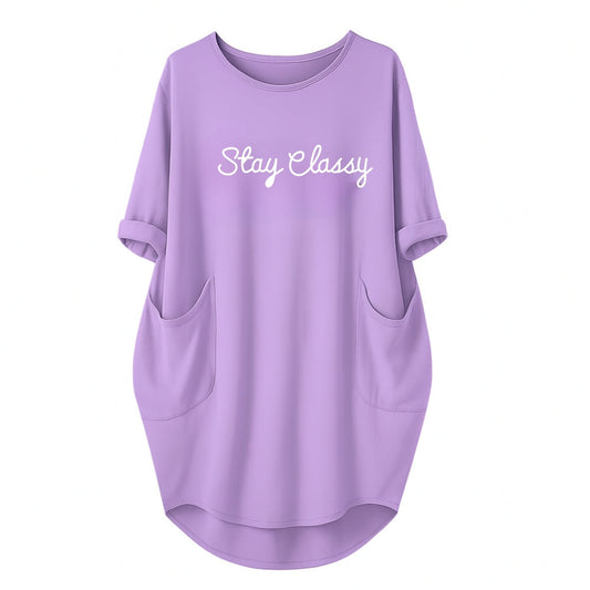 Lilac / Lavender Stay Classy Printed Long Tee